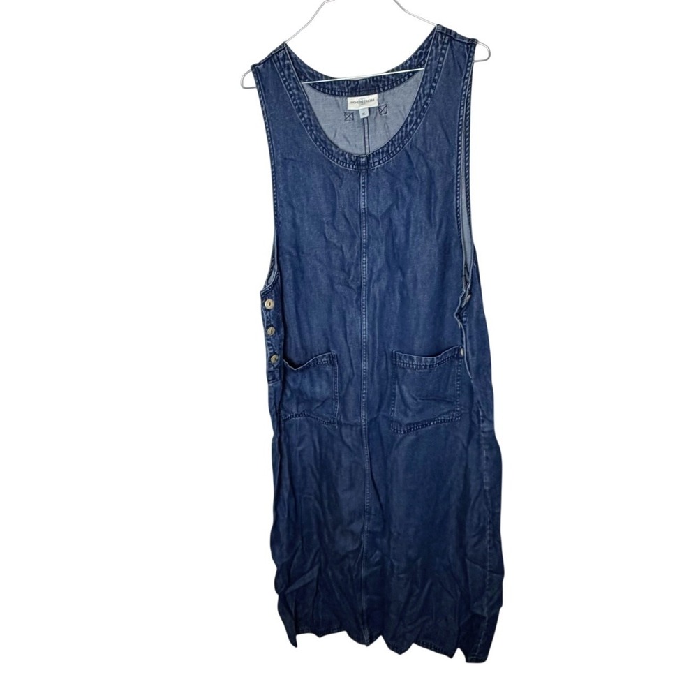 Nordstrom Denim Jumper Dress XL Sleeveless Button Side Pockets USA Utility